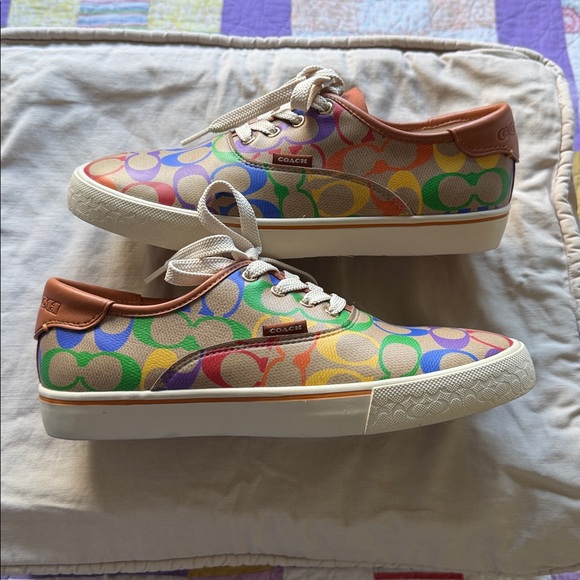 Coach Rainbow Signature Canvas Low-Top Sneakers - Picture 9 of 13